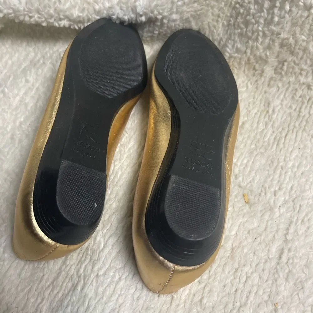 Tic Tac Toe leather Gold wedge slip on SZ8M